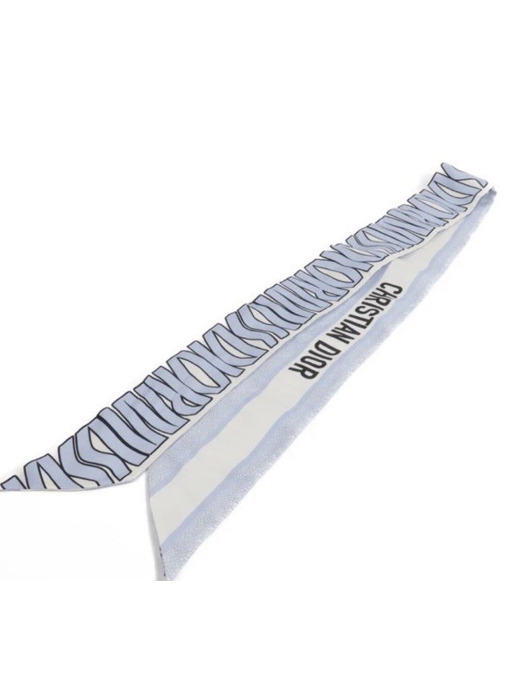 Dior Women’s Silk Twill Skinny Scarf Blue/White Logo Pattern